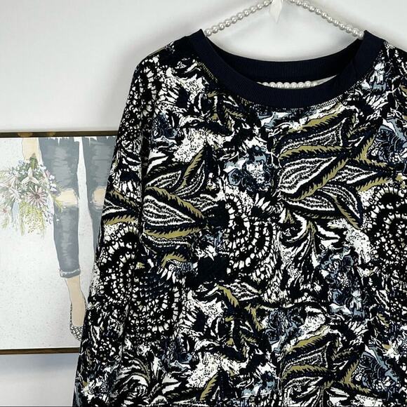 JOIE Caleigh Marbled Abstract Floral Cropped Sweatshirt SZ XL - Picture 7 of 7